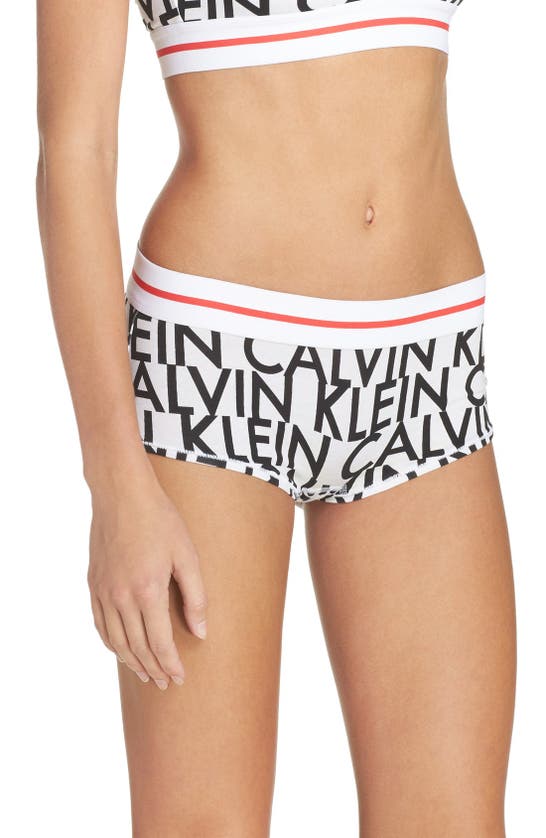 Shop Calvin Klein 'modern' Logo Panties In White Logo Print