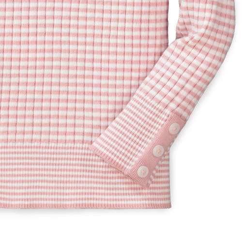 Hope & Henry Baby Girls' Rib Knit Sweater Top, Infant In White And Rose Mini Stripe