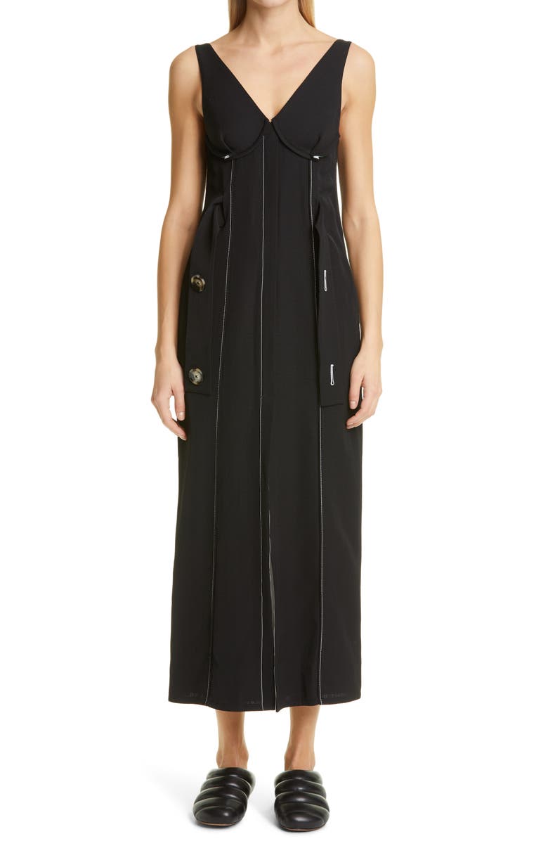 PROENZA SCHOULER V-Neck Sleeveless Sheath Dress, Main, color, 001
