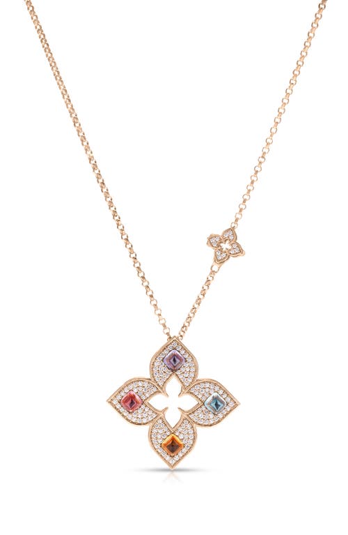 Roberto Coin Venetian Princess Carnevale Diamond & Mixed Jewels Pendant Necklace In Rose Gold