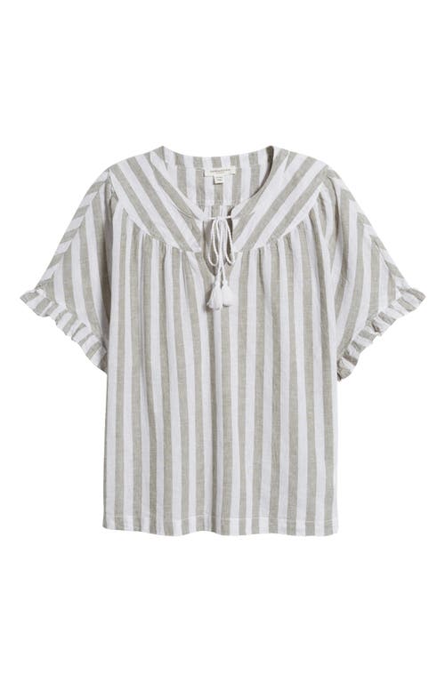 Shop Beachlunchlounge Leia Stripe Linen & Cotton Top In Tennis Field