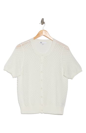 Dr2 By Daniel Rainn Diamond Stitch Cardigan Sweater In Snow White