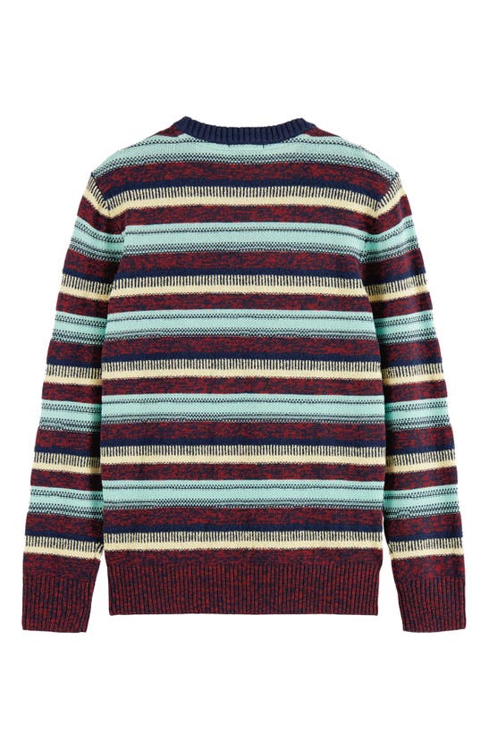 Shop Scotch & Soda Mixed Yarn Stripe Crewneck Sweater In Ruby Melange