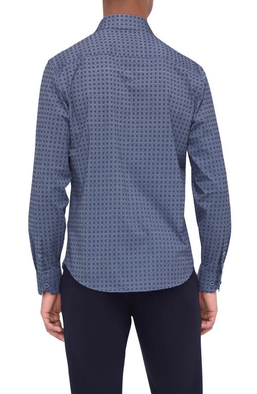 Shop Bugatchi James Ooohcotton® Check Print Button-up Shirt In Navy