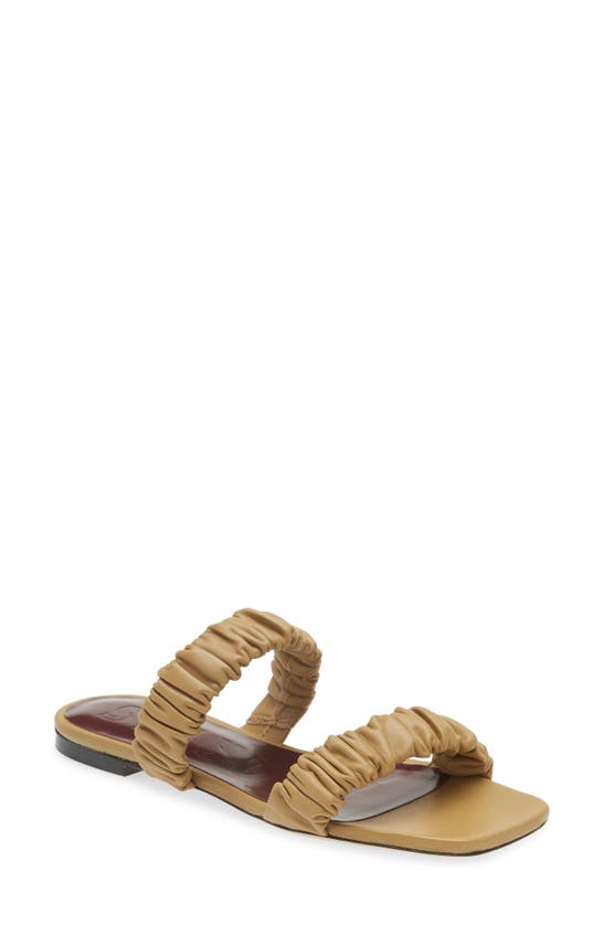 Staud Maya Ruched Slide Sandal In Khaki