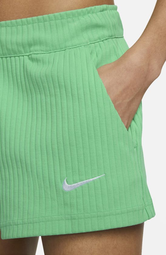Nike Sportswear Rib Shorts In Spring Green/white | ModeSens