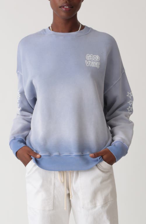 Atlas Good Vybes Cotton Graphic Sweatshirt in Stone Blue