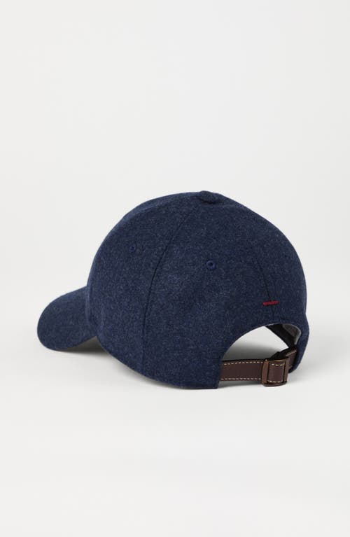 Shop Brunello Cucinelli Virgin Wool Flannel Baseball Cap With Embroidery In Marine