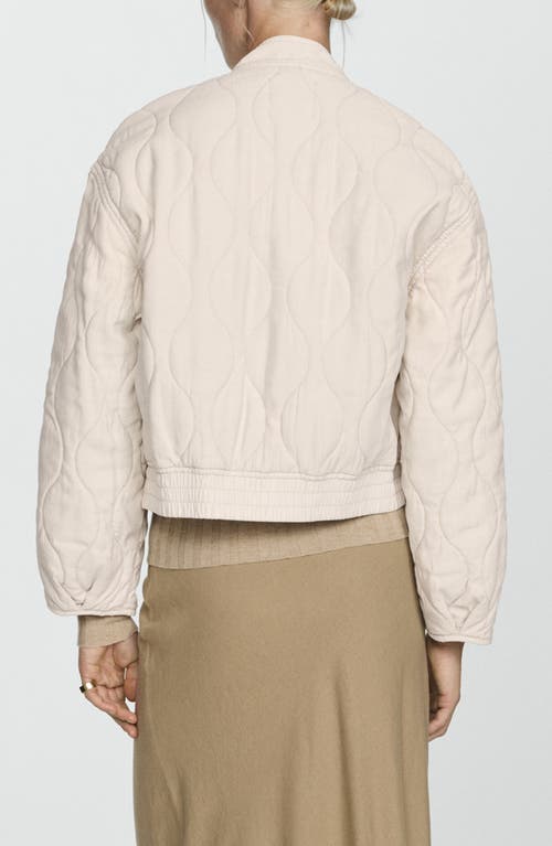 Shop Mango Quilted Bomber Jacket In Ecru