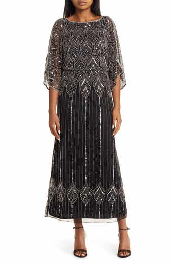 Beaded mesh gown pisarro nights outlet