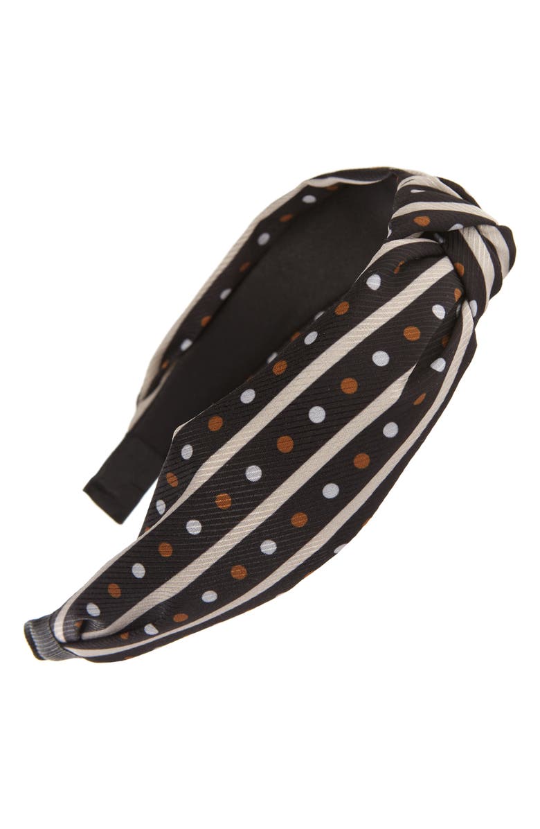 TASHA Knotted Dots Headband, Main, color, BLACK