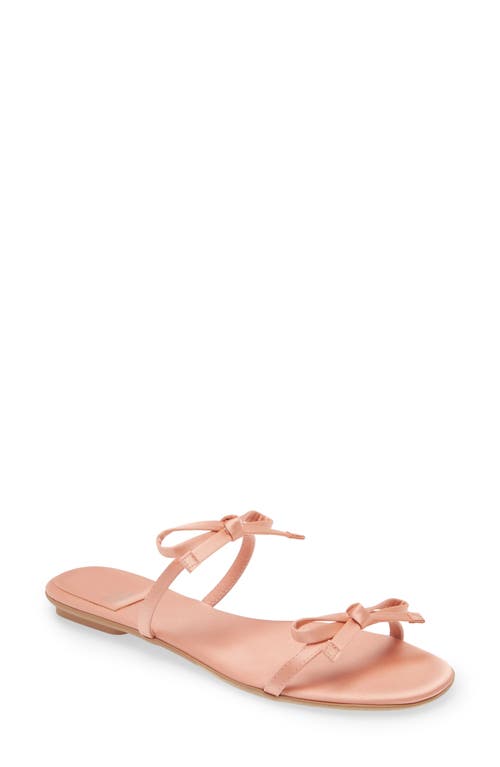 Bow-Bow Slide Sandal in Peach Satin