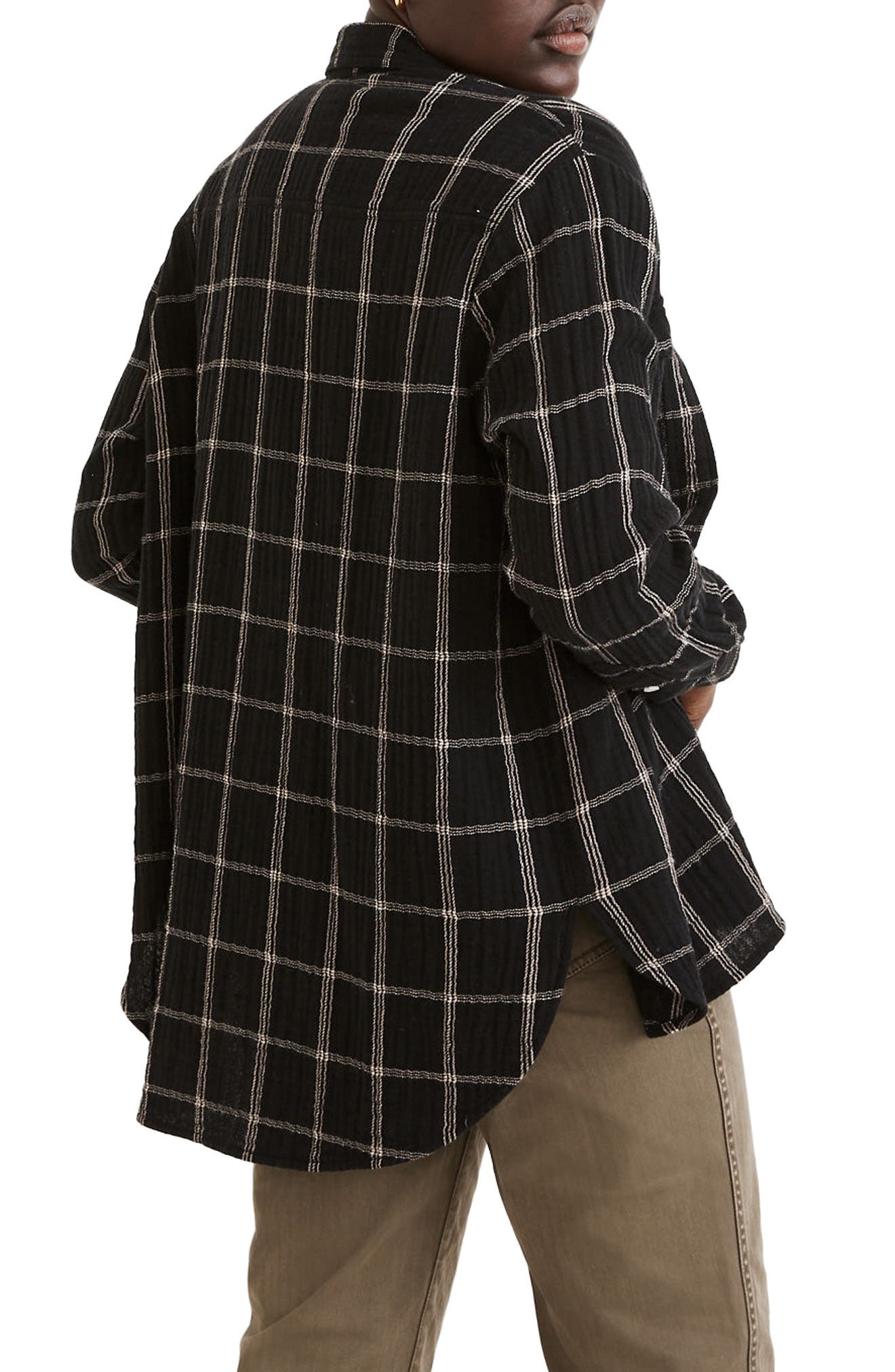 plaid flap pocket overcoat