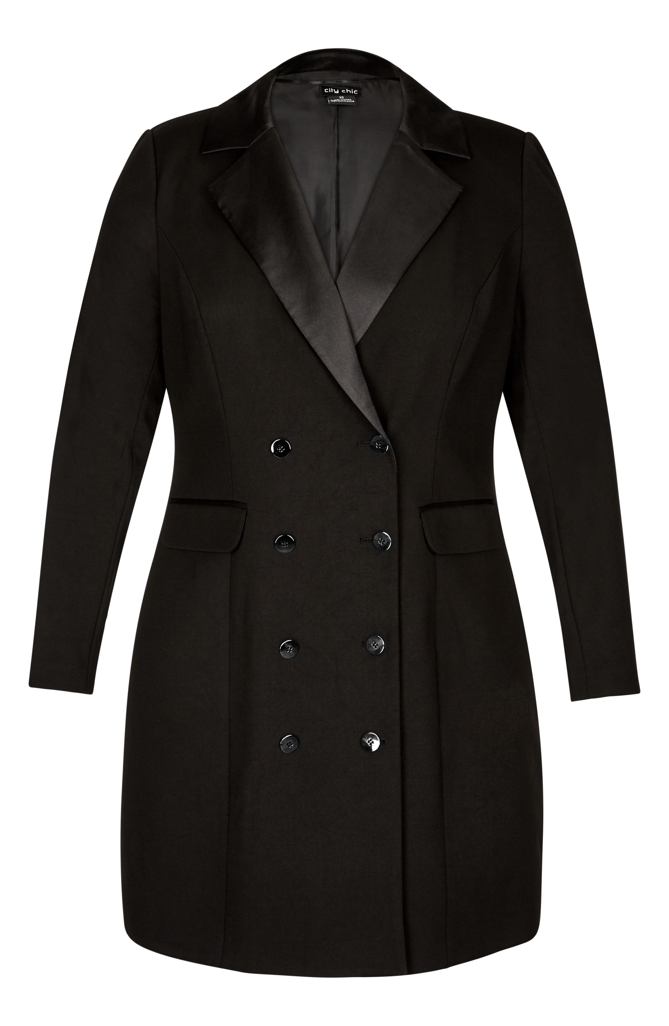 CITY CHIC,
                                        Tuxedo Dress,
                                        Alternate thumbnail 4, color,
                                        BLACK