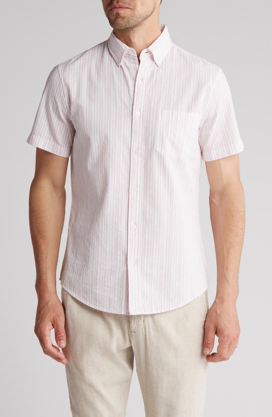 Shop 14th & Union Stripe Seersucker Button-down Shirt In Pink Cake Dyewash Stripe