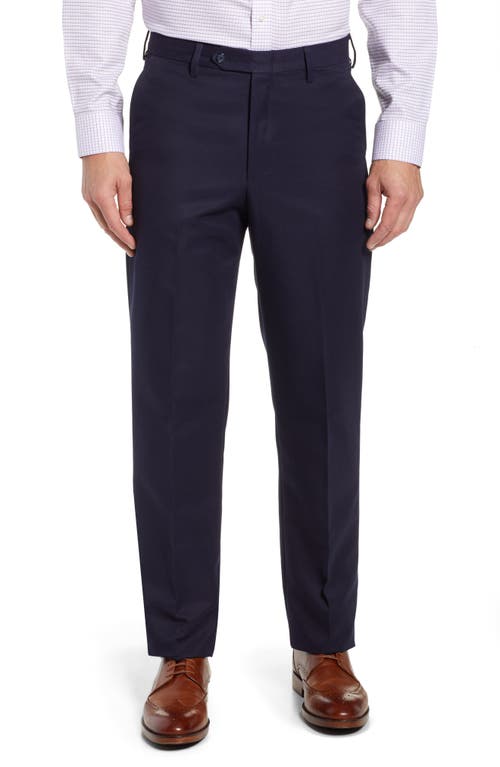Berle Classic Fit Flat Front Microfiber Performance Trousers Navy at Nordstrom,