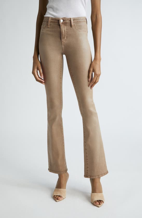 Shop L Agence Selma Sleek High Waist Bootcut Jeans In Rye Coated