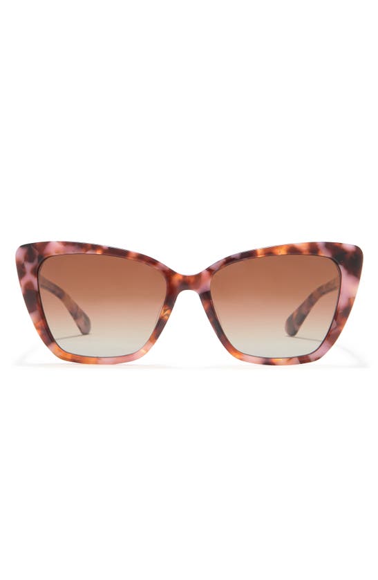 Kate Spade Lucca 55mm Cat Eye Sunglasses In Pink Havn / Brown Grad Polar