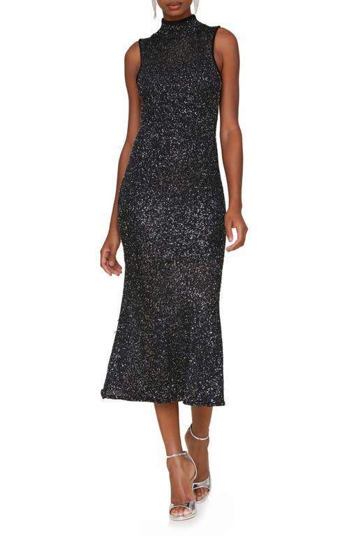 Avec Les Filles Sequin Sleeveless Knit Dress in Black 