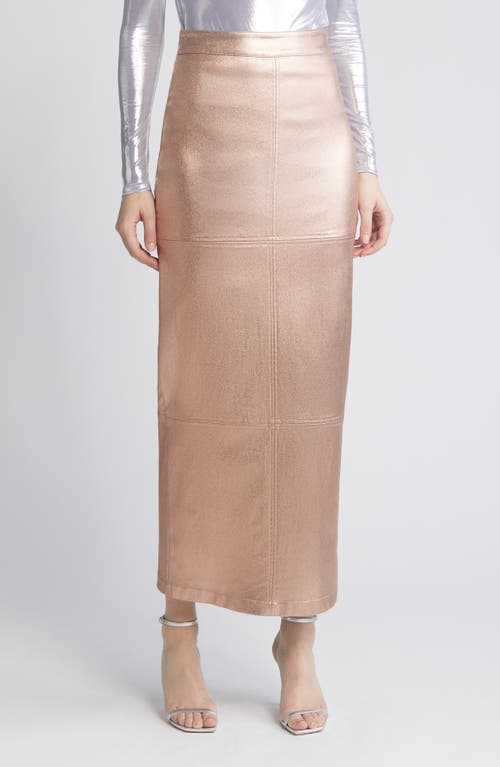 Iggy Metallic Maxi Skirt in Rosegold