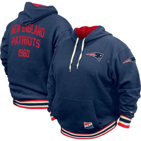 Men's New Era Navy New England Patriots Throwback Pullover Hoodie