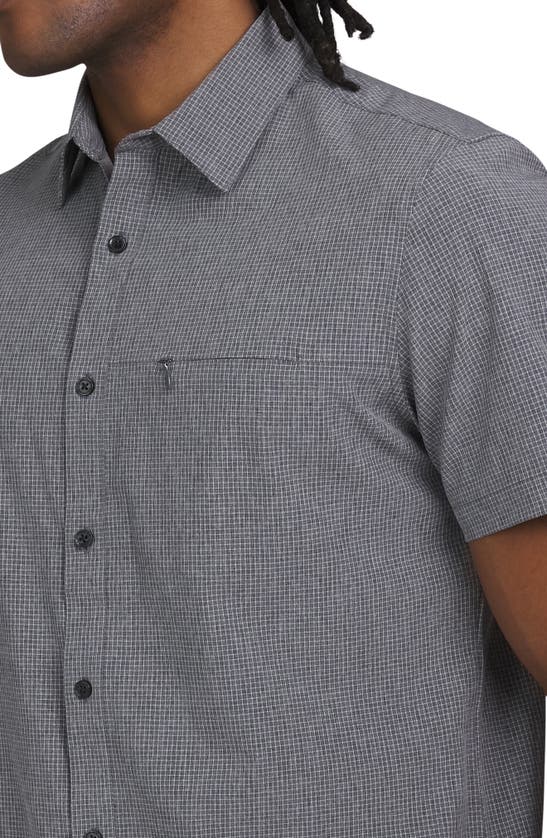 Shop Dkny Sportswear Holland Short Sleeve Button-up Shirt In Grey