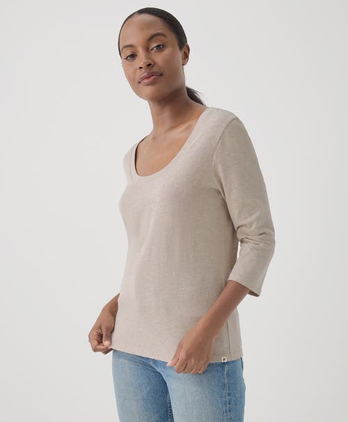 Shop Pact Organic Cotton Softspun Scoop Neck 3/4 Sleeve Tee In Wheat Heather