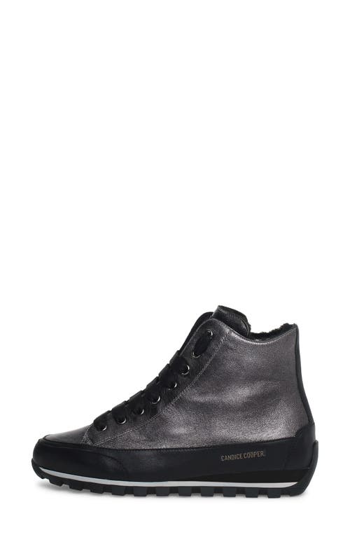 Candice Cooper Janis Genuine Shearling Sneaker in Metallic Black 