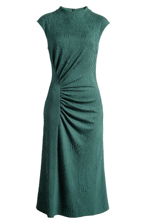 Shop Maggy London Mock Neck Jacquard Midi Dress In Bistro Green