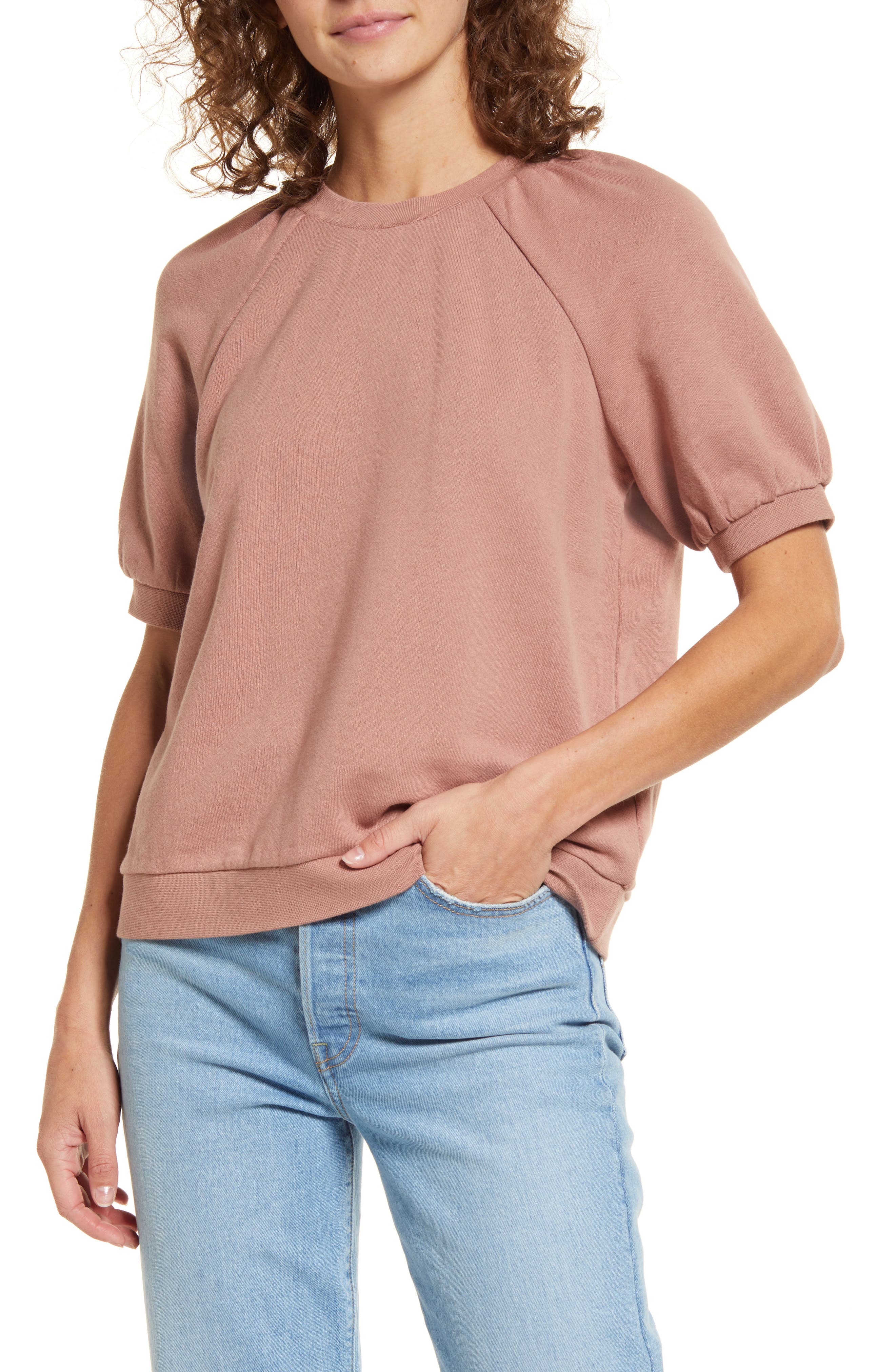 Madewell Puff Sleeve Sweatshirt Tee 