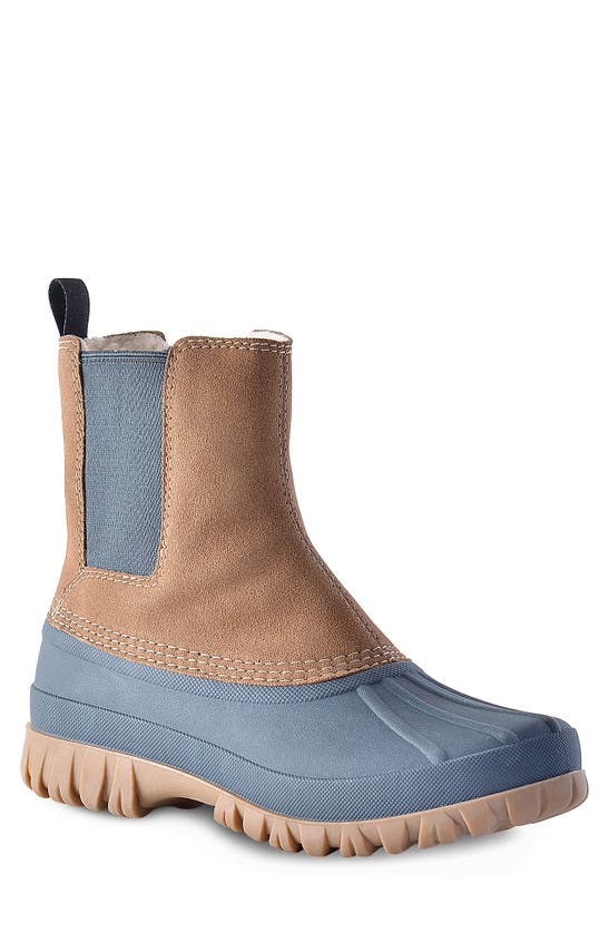 Cougar Cola Faux Fur Lined Waterproof Suede Duck Boot In Navy