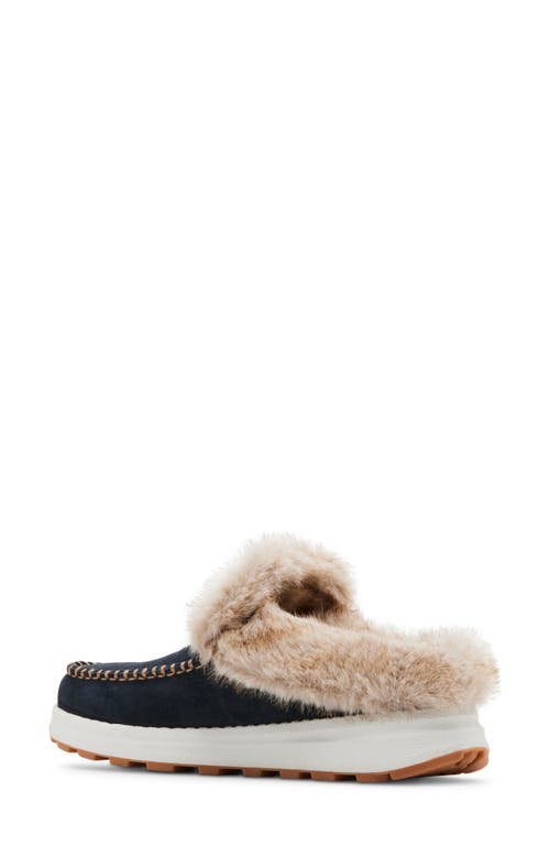 Blondo Victor Waterproof Faux Fur Slipper In Navy Suede