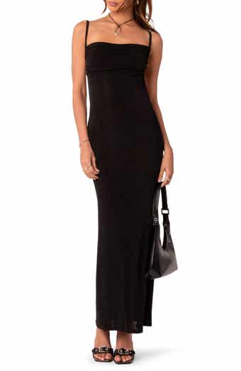 Sequin Spliced Mesh Adjustable Strap Sexy And Elegant Maxi Slit Dress –  KesleyBoutique