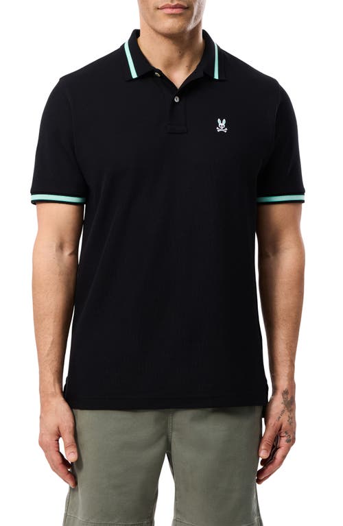 Irving Tipped Piqué Polo in Black