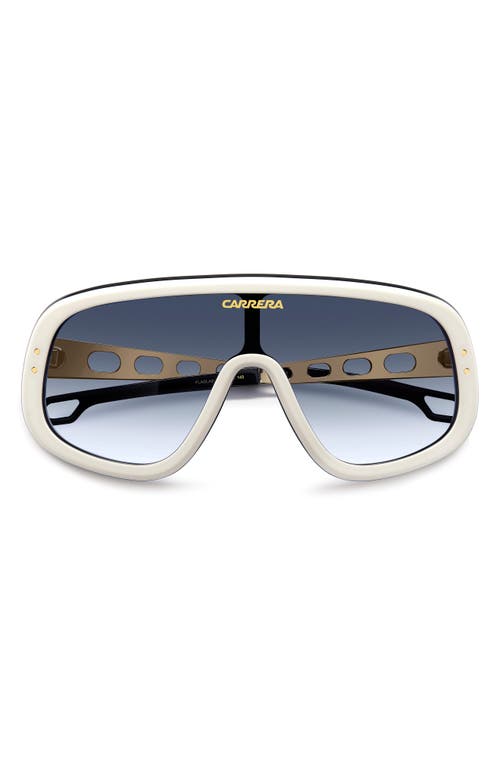 Carrera Eyewear 99mm Flaglab 17 99mm Shield Sunglasses In White Gold/dk Blue Sf