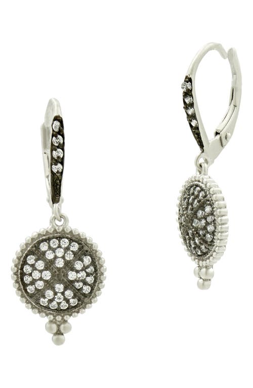 FREIDA ROTHMAN Signature Pavé Disc Lever Back Earrings in Silver And Black