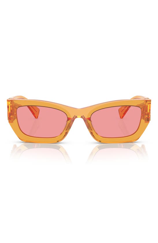 Shop Miu Miu 53mm Rectangular Sunglasses In Orange