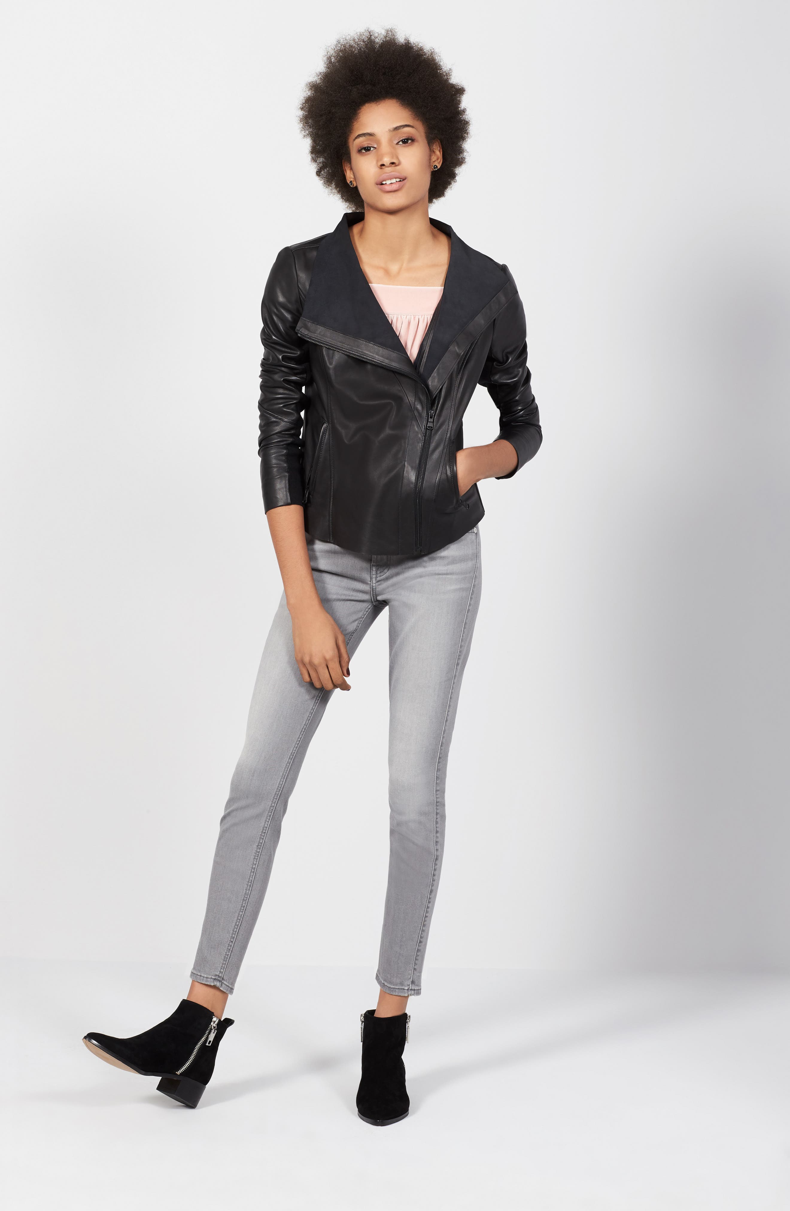 trouve raw edge leather jacket