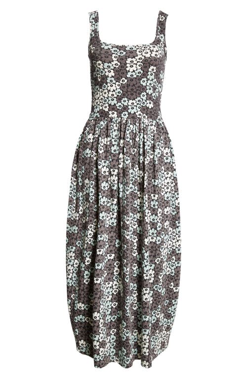 Shop Marimekko Dekadi Unikko Jersey Maxi Dress In Grey Greyish Green Black