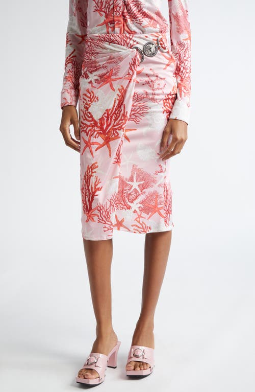 Versace Holiday Print Medusa Skirt Dusty Rose Coral Bone at Nordstrom, Us