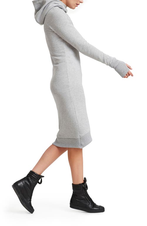 Shop Marcella Walker Long Sleeve Hooded Sweatshirt Dress In Melange Grey