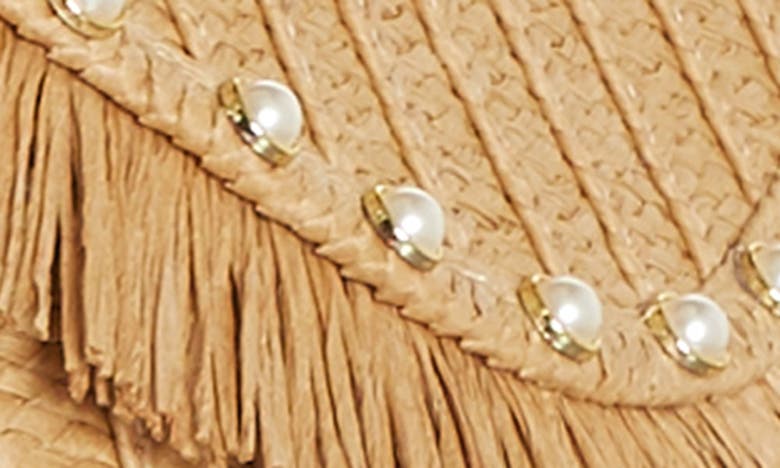Shop Collection Xiix Imitation Pearl Straw Clutch In Natural