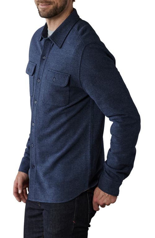 Shop The Normal Brand Textured Knit Long Sleeve Button-up Shirt In Midnight