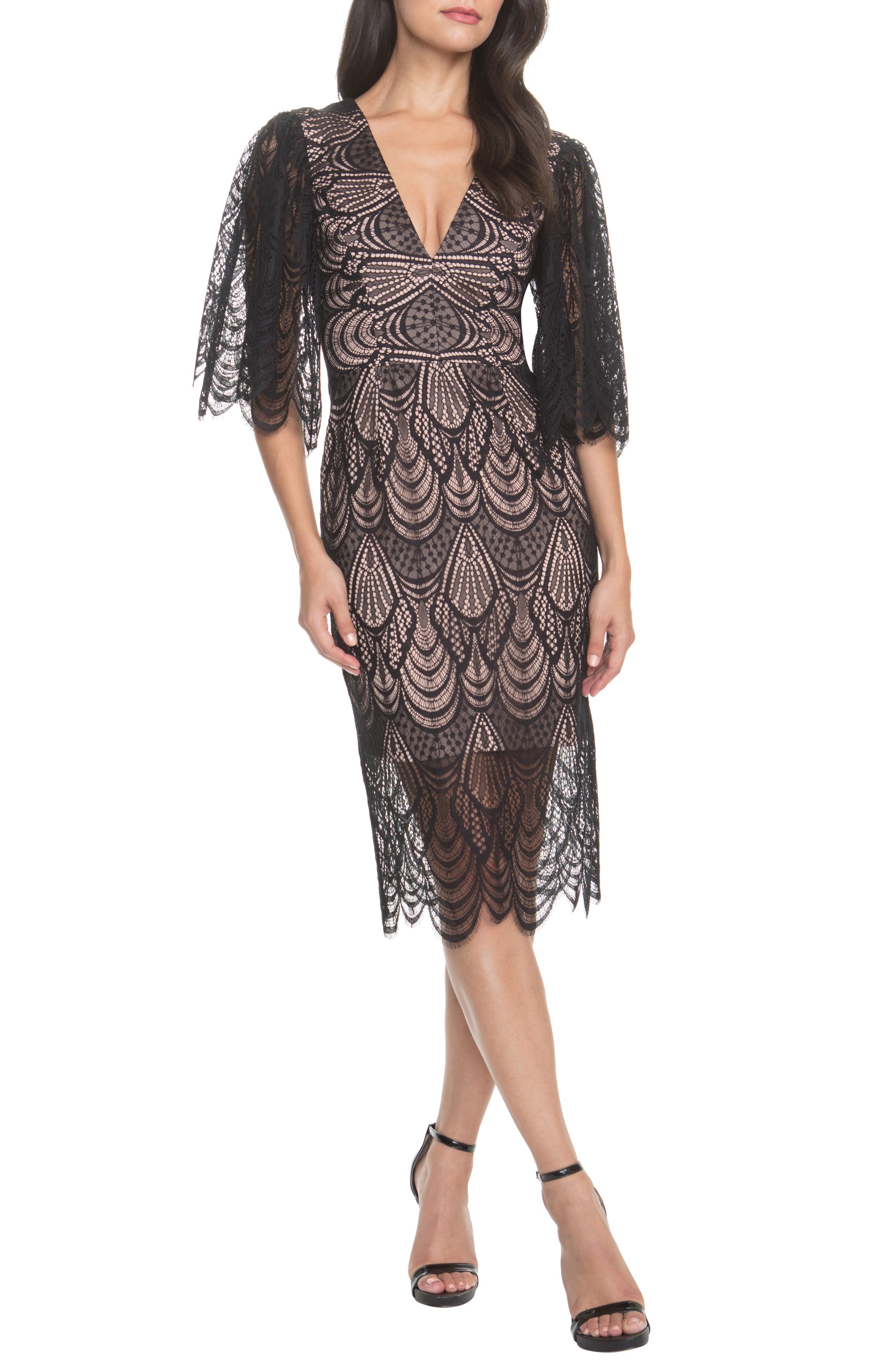 Dress The Population Mia Angel Sleeve Lace Dress
