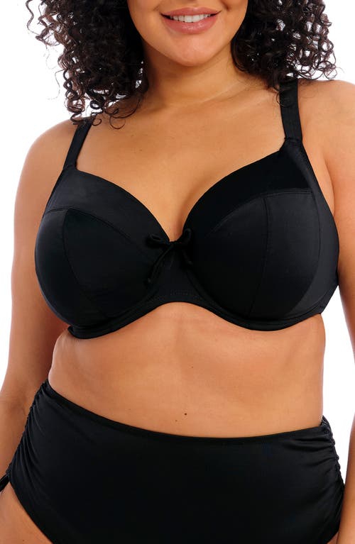 Elomi Plain Sailing Underwire Plunge Bikini Top in Black at Nordstrom, Size 42E