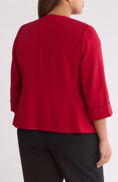 Kasper Rolled Cuff Three Quarter Sleeve Blazer In Fire Red