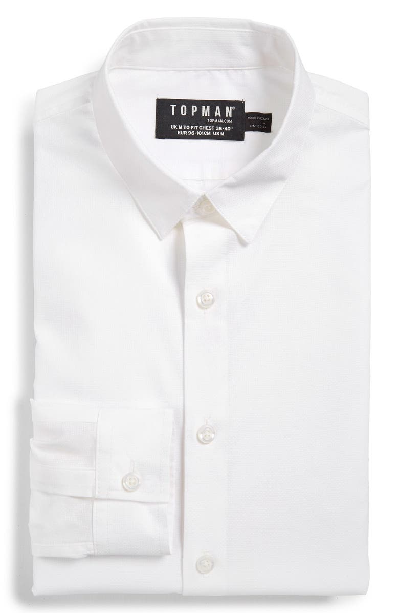 Topman Slim Fit Textured Cotton Dress Shirt, Main, color, 
