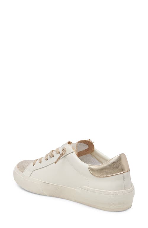 Shop Dolce Vita Zina Sneaker In White/gold Leather