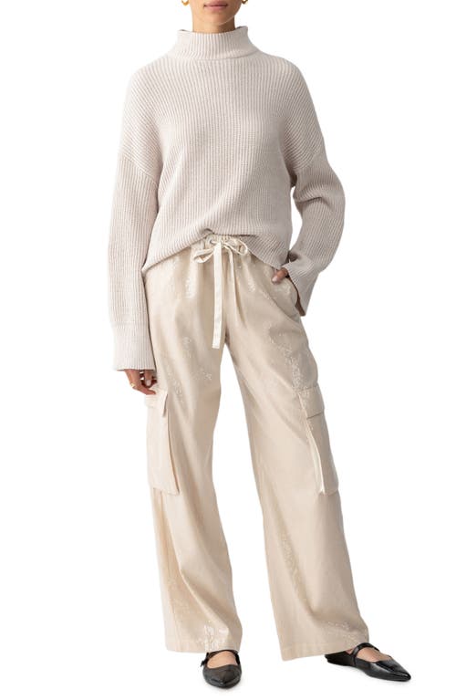 Shop Sanctuary Sequin Drawstring Cargo Pants In Frosted Almond