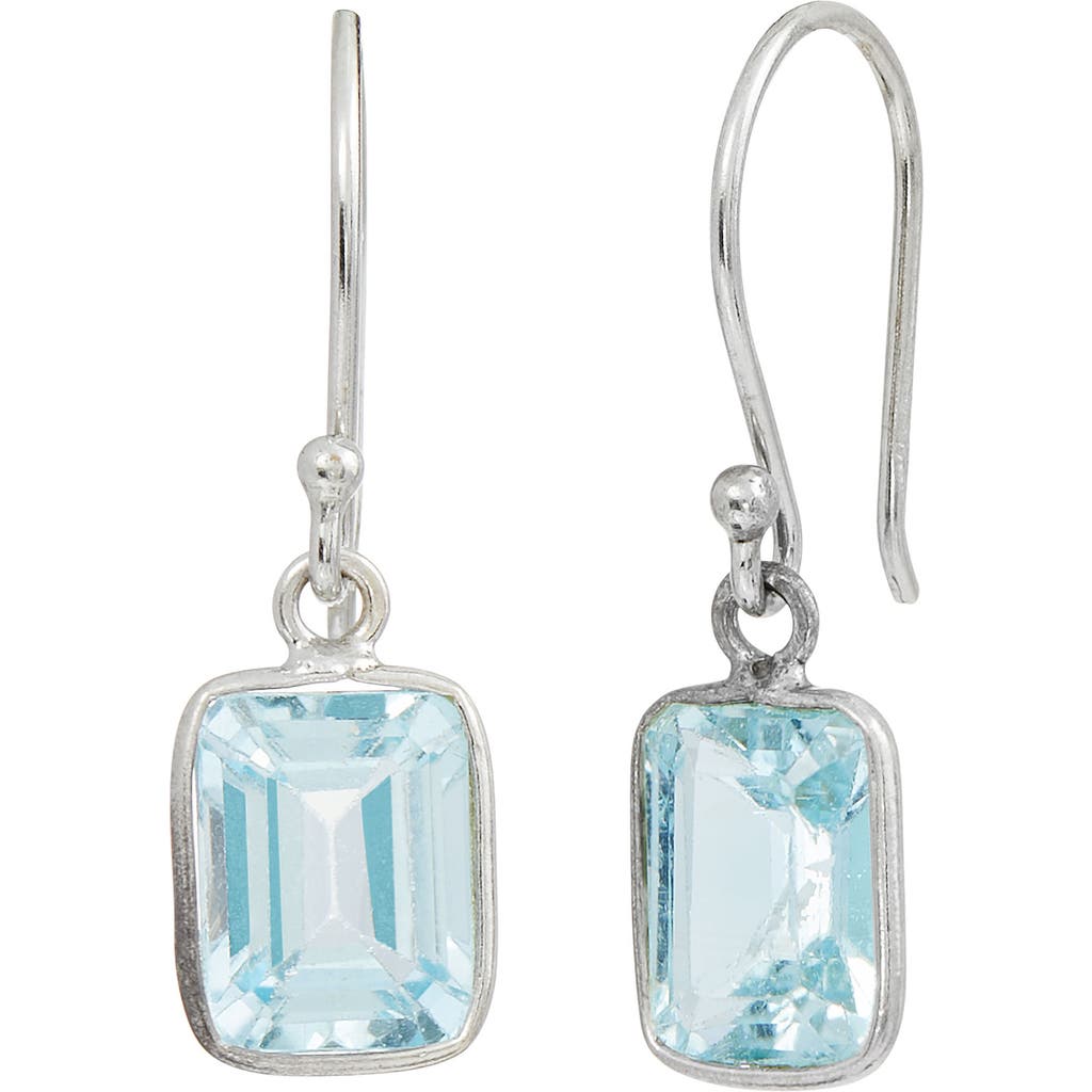 Shop Savvy Cie Jewels Blue Topaz Drop Earrings In Silver/blue